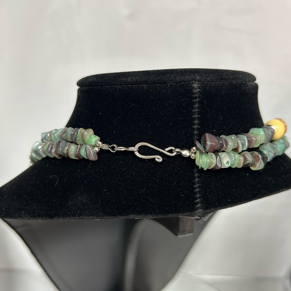 Lee Sands Vintage Flower Necklace Dbl. Stranded Stone & Wooden Beads. Very Rare! - Picture 4 of 6